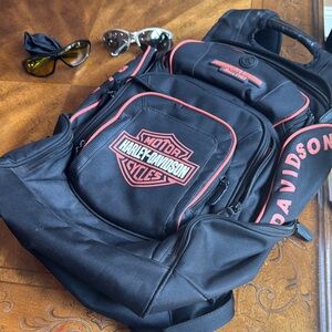 Harley-Davidson Black and Red Backpack with Iconic Logo